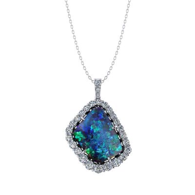 Fantasy Cut Black Opal Pendant