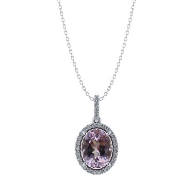 Halo Morganite Necklace